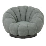 Nester swivel armchair boucle fabric in light green color 98x97x69cm - Image 5