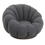 Nester swivel armchair boucle fabric in dark grey color 98x97x69cm