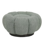 Nester stool boucle fabric in light green color D60x31cm