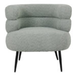 Foleja armchair boucle fabric in light green color with black metal legs 76x75x72cm - Image 4