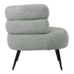 Foleja armchair boucle fabric in light green color with black metal legs 76x75x72cm - Image 5