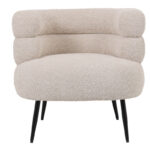 Foleja armchair boucle fabric in beige color with black metal legs 76x75x72cm - Image 4