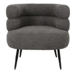 Foleja armchair boucle fabric in dark grey color with black metal legs 76x75x72cm - Image 4