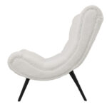 Silla boucle fabric armchair with footstool in white color 97x80x100cm - Image 3