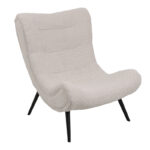 Silla boucle fabric armchair with footstool in beige color 97x80x100cm - Image 2
