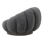Nester swivel armchair with stool boucle fabric in grey color 98x97x69cm - Image 3