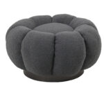 Nester swivel armchair with stool boucle fabric in grey color 98x97x69cm - Image 5