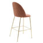 Stool bar Ruth metal golden gloss with roten apple velvet - Image 2