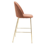 Stool bar Ruth metal golden gloss with roten apple velvet - Image 3
