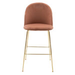 Stool bar Ruth metal golden gloss with roten apple velvet - Image 4