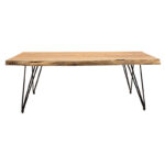 Coffee table Rich solid wood 4cm natural-leg black 130x69x46cm - Слика 3
