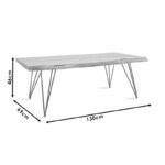 Coffee table Rich solid wood 4cm natural-leg black 130x69x46cm - Слика 6