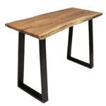 Bar-console table Miles solid wood 4cm natural-foot black 120x53x97cm - Слика 5