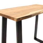 Bar-console table Miles solid wood 4cm natural-foot black 120x53x97cm - Слика 6