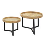 Side tables set 2pcs Kelly solid wood natural-black - Image 2