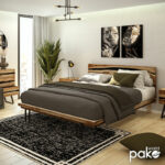 Nightstand Imena solid wood 4cm natural-black 45x35x56cm - Слика 2