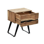 Nightstand Imena solid wood 4cm natural-black 45x35x56cm - Слика 3
