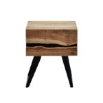 Nightstand Imena solid wood 4cm natural-black 45x35x56cm - Слика 4