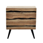 Chest of drawers Imena solid wood 4cm natural-black 80x38x86.5cm - Слика 4