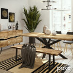 Cabinet Imena solid wood 4cm natural-black 148x43.5x86cm - Image 2