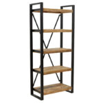 Полица за книги Miles од цврсто манго дрво природно-црна 80x40x180 см