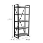 Bookcase Miles solid mango wood natural-black 80x40x180cm - Слика 6