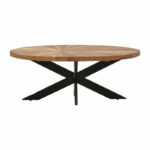 Table oval Fardy solid acacia wood natural-black 120x60x45cm - Image 3