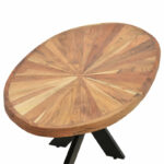 Table oval Fardy solid acacia wood natural-black 120x60x45cm - Image 4
