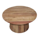 Canicule I table, solid acacia wood in natural shade, Φ80x40cm - Слика 3