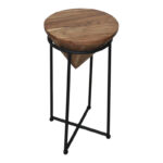 Side table Miles I solid acacia wood in natural shade Φ31x53cm - Image 2
