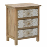 Wooden carved drawer Inart 3-50-245-0017  natural-white 50x32x61cm