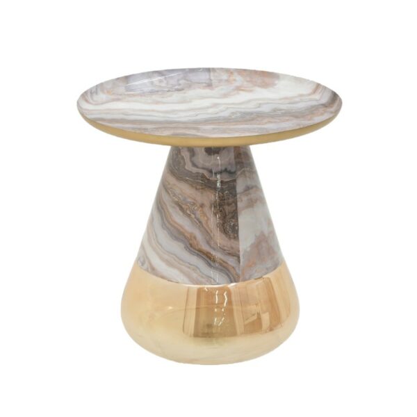 Кафе масичка Boundar Inart сиво-златна метал-стакло D50x49 см