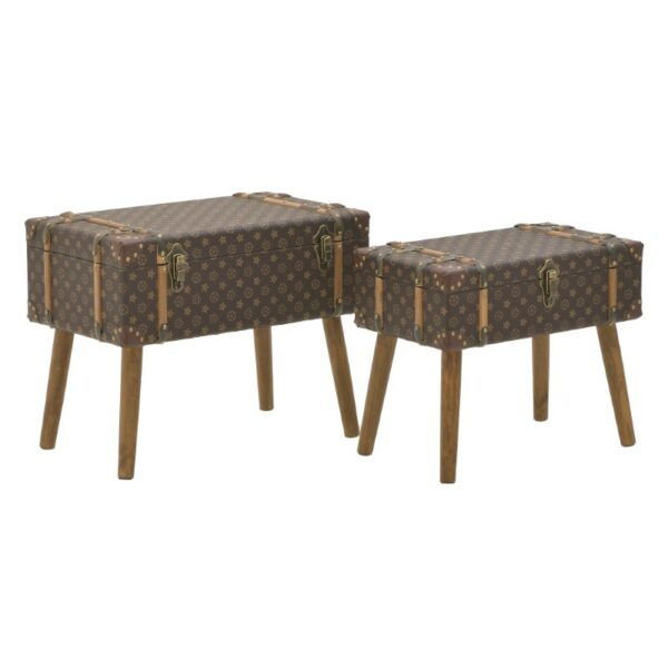 Багажник сет од 2 парчиња Sarno Inart кафеава PU 60x34x45 см