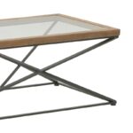 Coffee table Cena Inart black-natural metal-glass-wood 121x61x45cm - Image 3