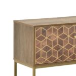 TV cabinet Brilo Inart brown-gold wood 145x39x55cm - Слика 2