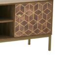 TV cabinet Brilo Inart brown-gold wood 145x39x55cm - Слика 3