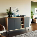 Buffet Clara in oak - dark grey color 142x35.5x83cm - Image 2