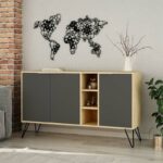 Buffet Clara in oak - dark grey color 142x35.5x83cm - Image 3