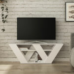 Pipralla TV Stand in white color 110x30x40cm - Image 2