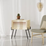 Nightstand Hamer black-natural 48x34x51cm - Слика 2