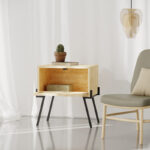 Nightstand Hamer black-natural 48x34x51cm - Слика 3