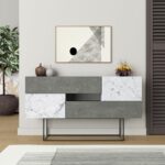 Buffet Roberta gray antique-white marble 145x40x82cm - Слика 3