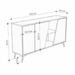 Buffet Hana natural-charcoal antique 150x35.5x82cm - Слика 5