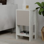 Nightstand Ema in white antique-mocha color 30x30x55cm - Image 2
