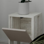 Nightstand Ema in white antique-mocha color 30x30x55cm - Image 3