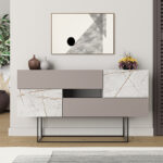Buffet Roberta light mocha-white marble 145x40x82cm - Image 3
