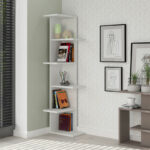 Bookcase corner Saso melamine white 37x37x141cm - Image 2