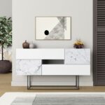 Buffet Roberta white marble melamine 145x40x82cm - Image 2