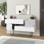 Buffet Roberta white marble melamine 145x40x82cm - Image 3