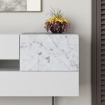 Buffet Roberta white marble melamine 145x40x82cm - Image 4